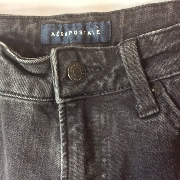 Aeropostale Athletic Skinny Jeans Black Distressed Look Size 28/30 - Picture 6 of 12